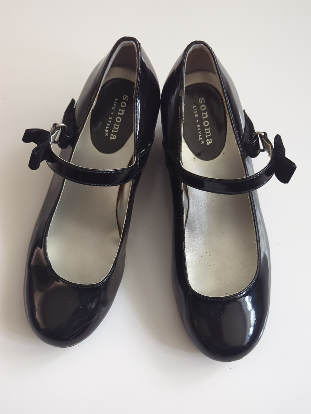 Sonoma Girls Black Patent Mary Jane Flats with Bow Strap